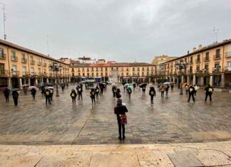 Concentración peluquerías Plaza Mayor de Palencia 20-01-2021