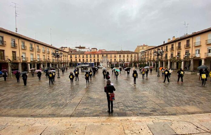 Concentración peluquerías Plaza Mayor de Palencia 20-01-2021