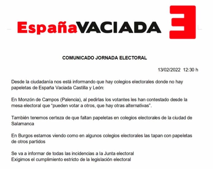 españa-vaciada-comunicado-elecciones-castilla-y-león-2022