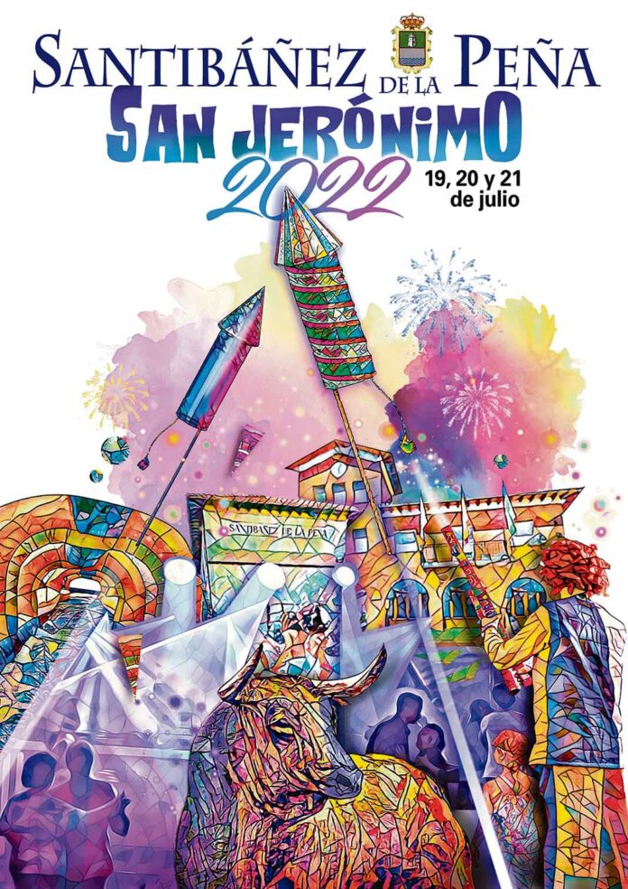 Cartel Fiestas Santibáñez de la Peña. San Jerónimo 2022