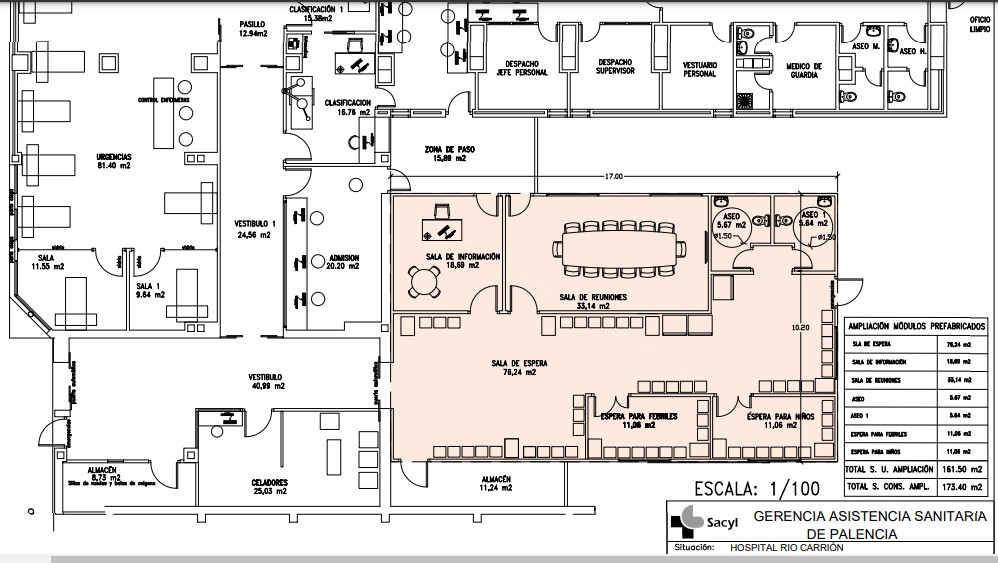 Así será la sala de espera prefabricada para las Urgencias de Palencia, que prestará servicio cuatro años