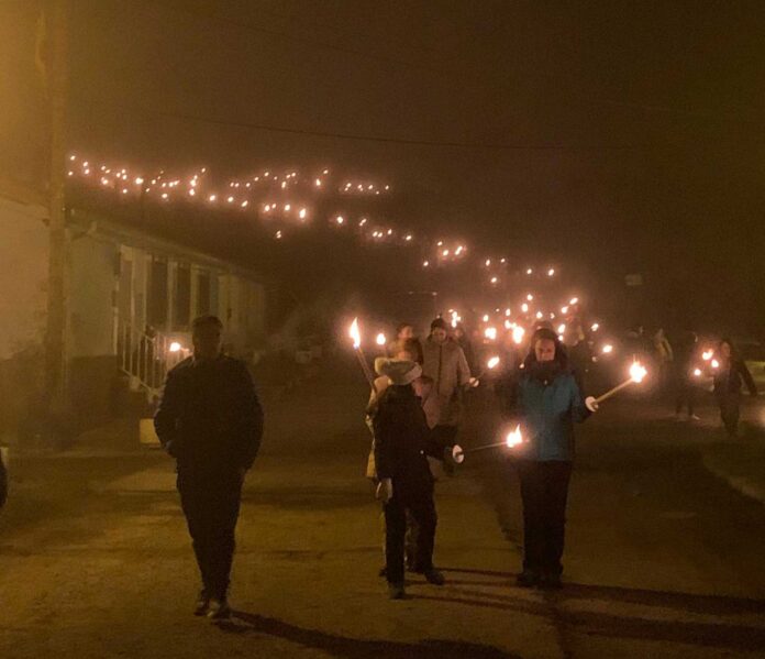 Procesión de las antorchas de Santa Bárbara en Vallejo de Orbó