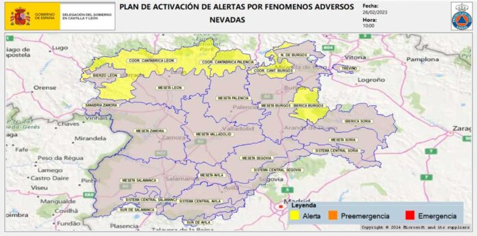 Previsión nevadas domingo 26 de febrero en Palencia