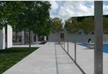 diseño de las futuras piscinas de Fuentes de Valdepero según el proyecto de la arquitecta Vanesa Ezquerra