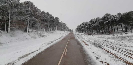 Nieve en las carreteras palentinas este jueves 23 de febrero de 2023