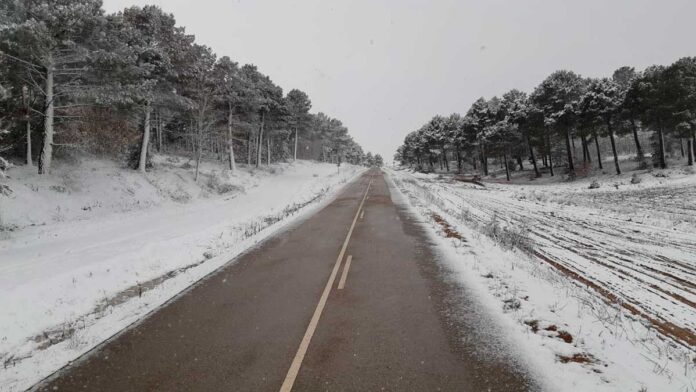 Nieve en las carreteras palentinas este jueves 23 de febrero de 2023