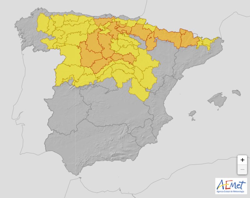 Previsión AEMET 23 de febrero nevadas en palencia