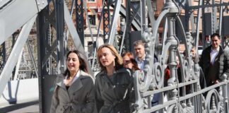 Ministra de Educación y portavoz de la Comisión Ejecutiva Fed. del PSOE, Pilar Alegría,y el secretario autonómico socialista, Luis Tudanca, participan en la presentación de la candidata a la Alcaldía de Palencia, Miriam Andrés. Brágimo ICAL 2