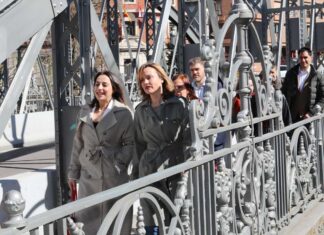 Ministra de Educación y portavoz de la Comisión Ejecutiva Fed. del PSOE, Pilar Alegría,y el secretario autonómico socialista, Luis Tudanca, participan en la presentación de la candidata a la Alcaldía de Palencia, Miriam Andrés. Brágimo ICAL 2