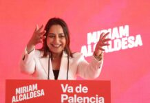 Ministra de Educación y portavoz de la Comisión Ejecutiva Fed. del PSOE, Pilar Alegría,y el secretario autonómico socialista, Luis Tudanca, participan en la presentación de la candidata a la Alcaldía de Palencia, Miriam Andrés. Brágimo ICAL 2