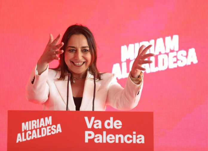 Ministra de Educación y portavoz de la Comisión Ejecutiva Fed. del PSOE, Pilar Alegría,y el secretario autonómico socialista, Luis Tudanca, participan en la presentación de la candidata a la Alcaldía de Palencia, Miriam Andrés. Brágimo ICAL 2