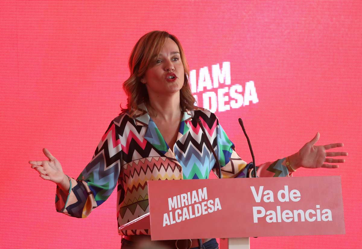 Ministra de Educación y portavoz de la Comisión Ejecutiva Fed. del PSOE, Pilar Alegría,y el secretario autonómico socialista, Luis Tudanca, participan en la presentación de la candidata a la Alcaldía de Palencia, Miriam Andrés. Brágimo ICAL 2