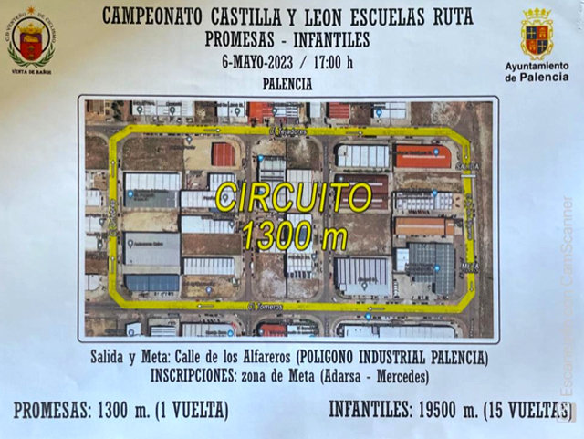 Mapa y recorrido del campeonato de cyl de categoría escuelas de ciclismo en carretera en Palencia