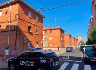 Varios vehículos policiales en la capital palentina.
