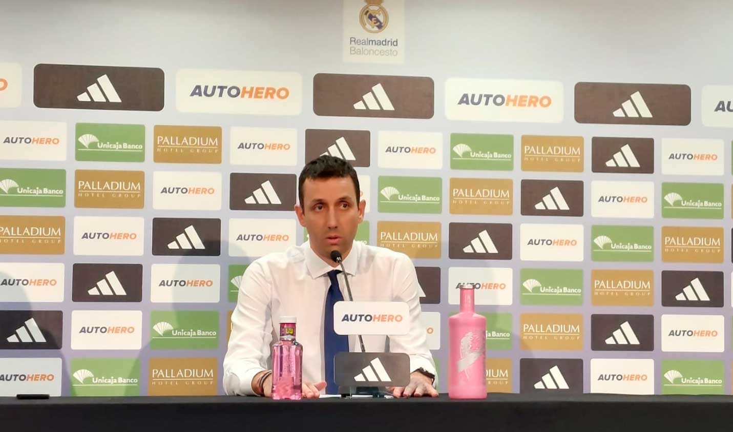 Marco Justo en la rueda de prensa posterior al partido contra el Real Madrid. S. Macho