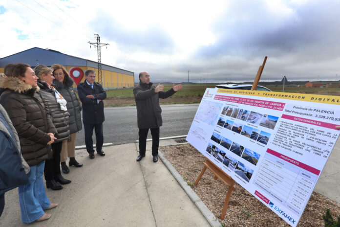 Visita a las obras acometidas en la carretera CL-612 en Pedraza de Campos(Palencia)
