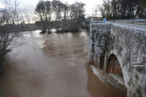 Vista del río Arlanza en Quintana del Puente con alto caudal