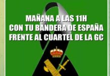 Cartel de Fuerza España homenaje a los Guardias Civiles caídos en Barbate
