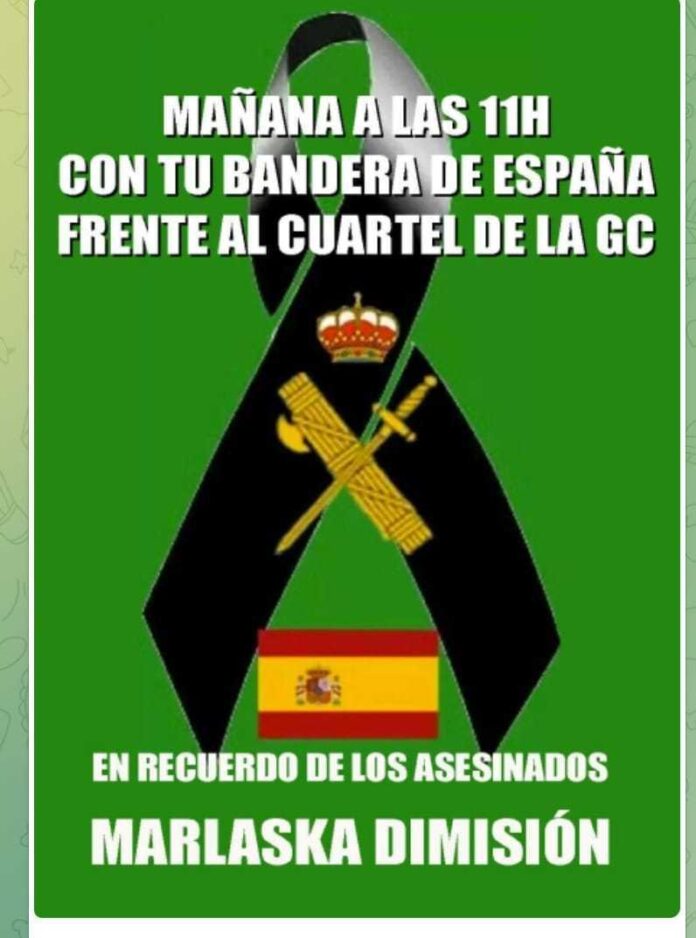 Cartel de Fuerza España homenaje a los Guardias Civiles caídos en Barbate