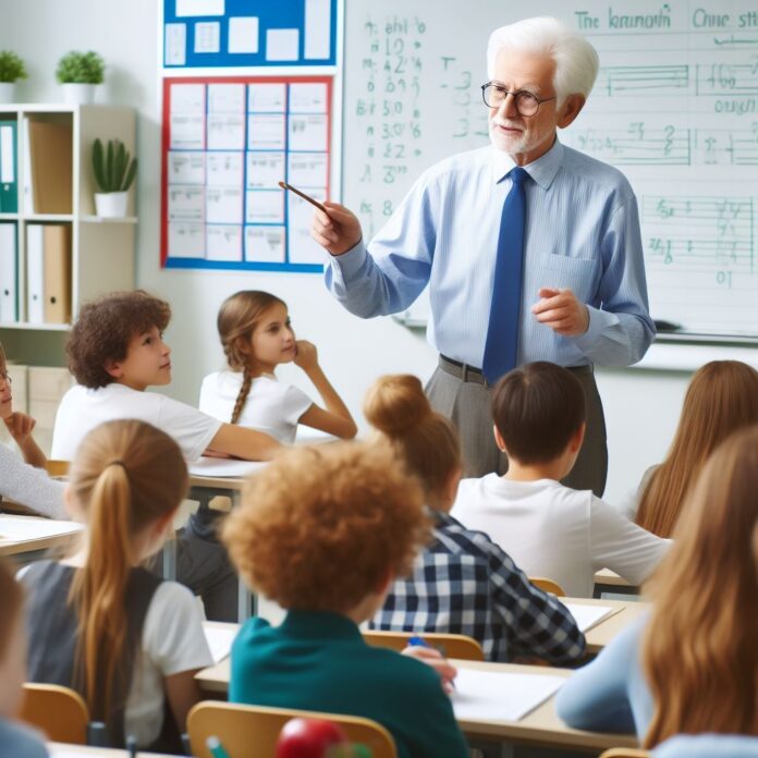 Profesor honorífico dando clases a aliumnos