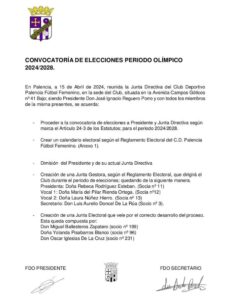 Calendario electoral Palencia FF