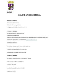 Calendario electoral Palencia FF