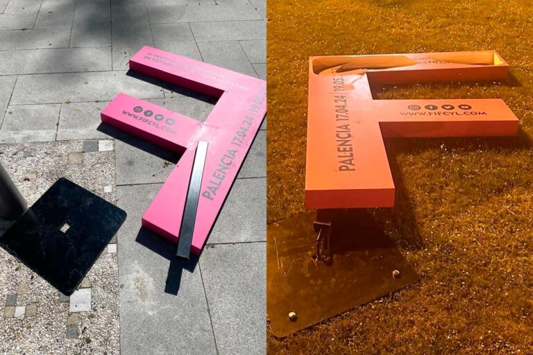 Destrozos letras F Festival de Fotografia de Palencia