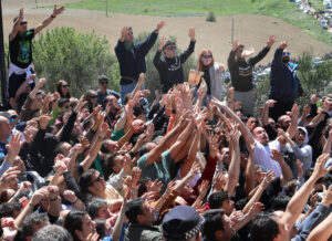 Pedrea del Pan y el Queso en Palencia, con motivo de las fiestas de Santo Toribio del barrio de El Cristo. Brágimo / ICAL
