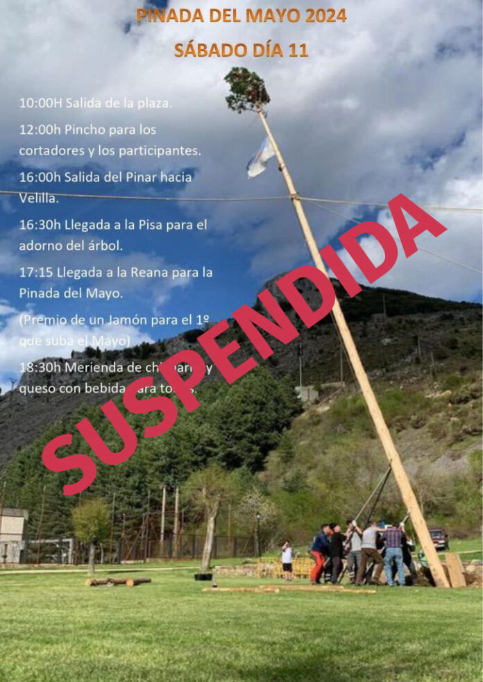 Pinada Velilla del Río Carrión de mayo 2024. Suspendida