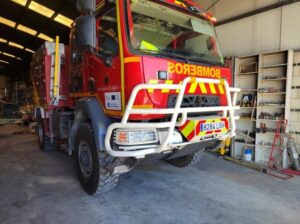 Camión de Bomberos de la Diputación de Palencia destacado en el Parque de Ampudia.