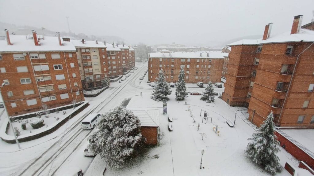 Nevada en Guardo el 20 de enero de 2025. Fotografía cedida por Julita