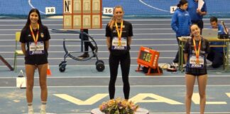 Aitana Alonso, en el podio de salto de altura