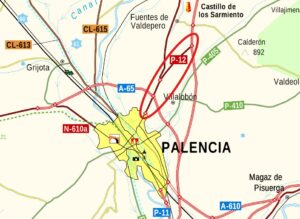 Carretera P-12 de acceso a la cuidad de Palencia