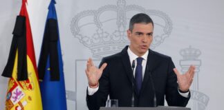 Pedro Sánchez en comparecencia. RTVE