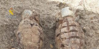 Granadas de mano halladas en el monte de Berzosilla