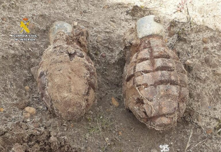 Granadas de mano halladas en el monte de Berzosilla