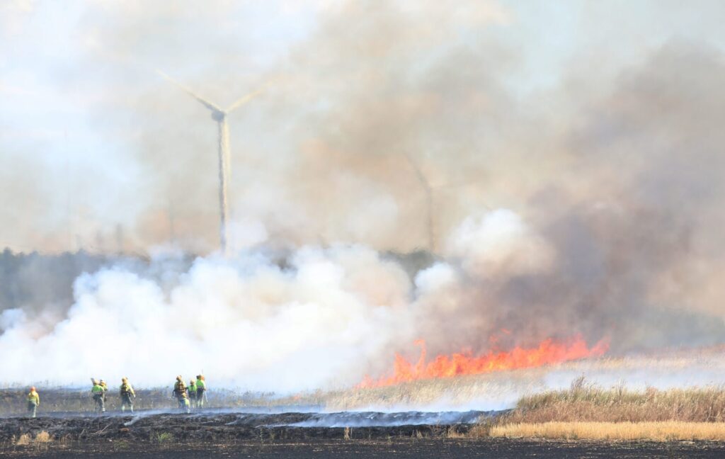 Incendio agrícola de cultivos de cebada y vezas sin cosechar en el término de Villalobón, han intervenido bomberos de la capital, Diputación y Junta de Castilla y León. Fotografía: Brágimo (ICAL)