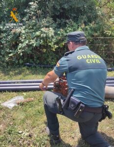Destruido un proyectil localizado en la localidad de Cabria. Fotografía: Guardia Civil