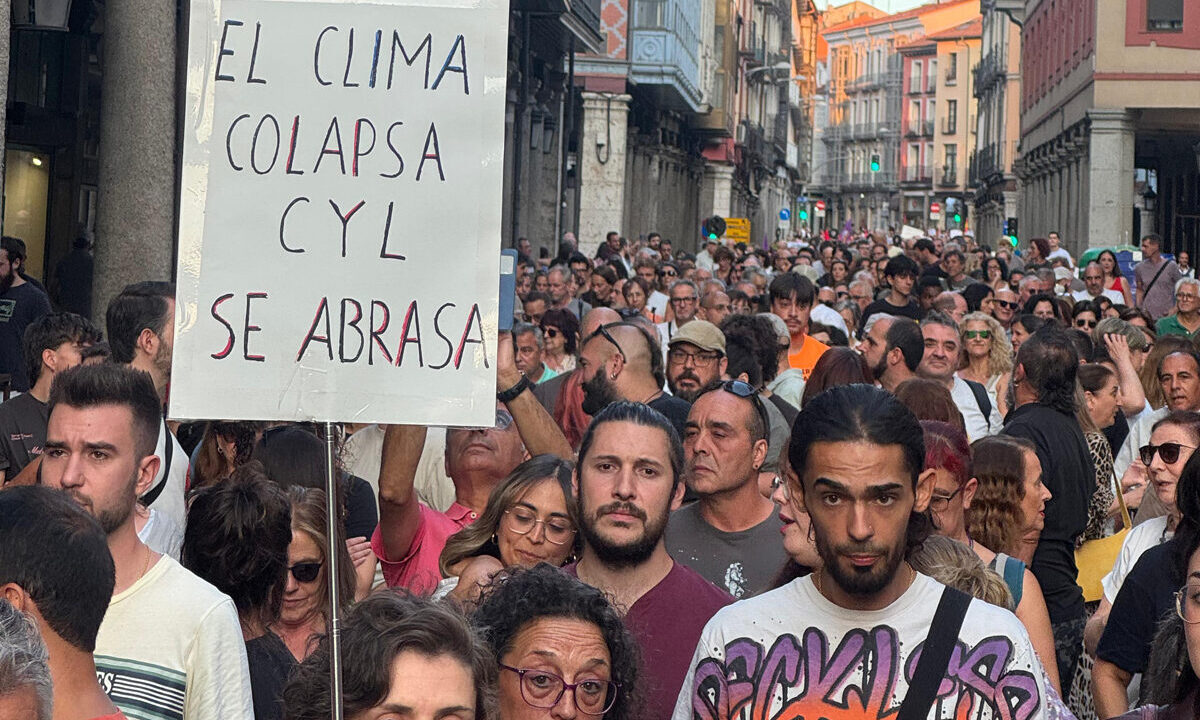 Manifestación en Valladolid contra la gestión de los incendios. Imágenes enviadas por un grupo de asistentes desde Palencia
