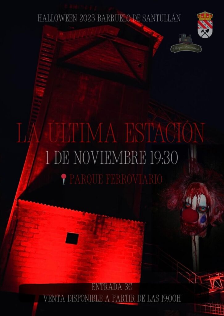 Cartel de Halloween en Barruelo de Santullán con un payaso aterrador