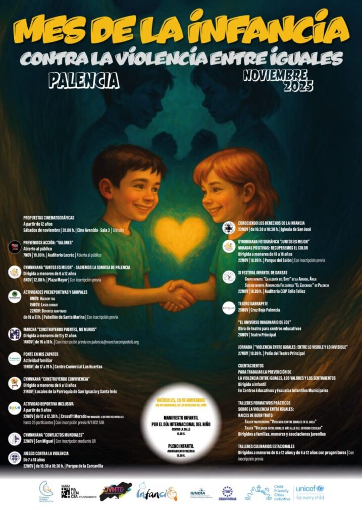 Cartel del Mes de la Infancia en Palencia contra la violencia entre iguales