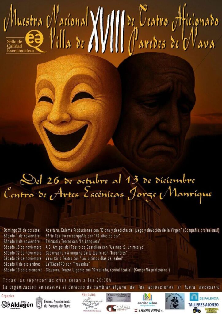 Cartel de la XVIII Muestra Nacional de Teatro Aficionado en Paredes de Nava