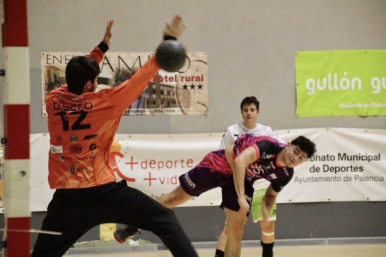 Jugadores de balonmano en un partido del Palausa Balopal