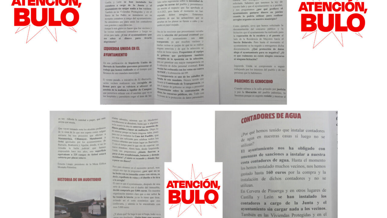 Panfleto del PSOE de Barruelo desmintiendo acusaciones de Izquierda Unida