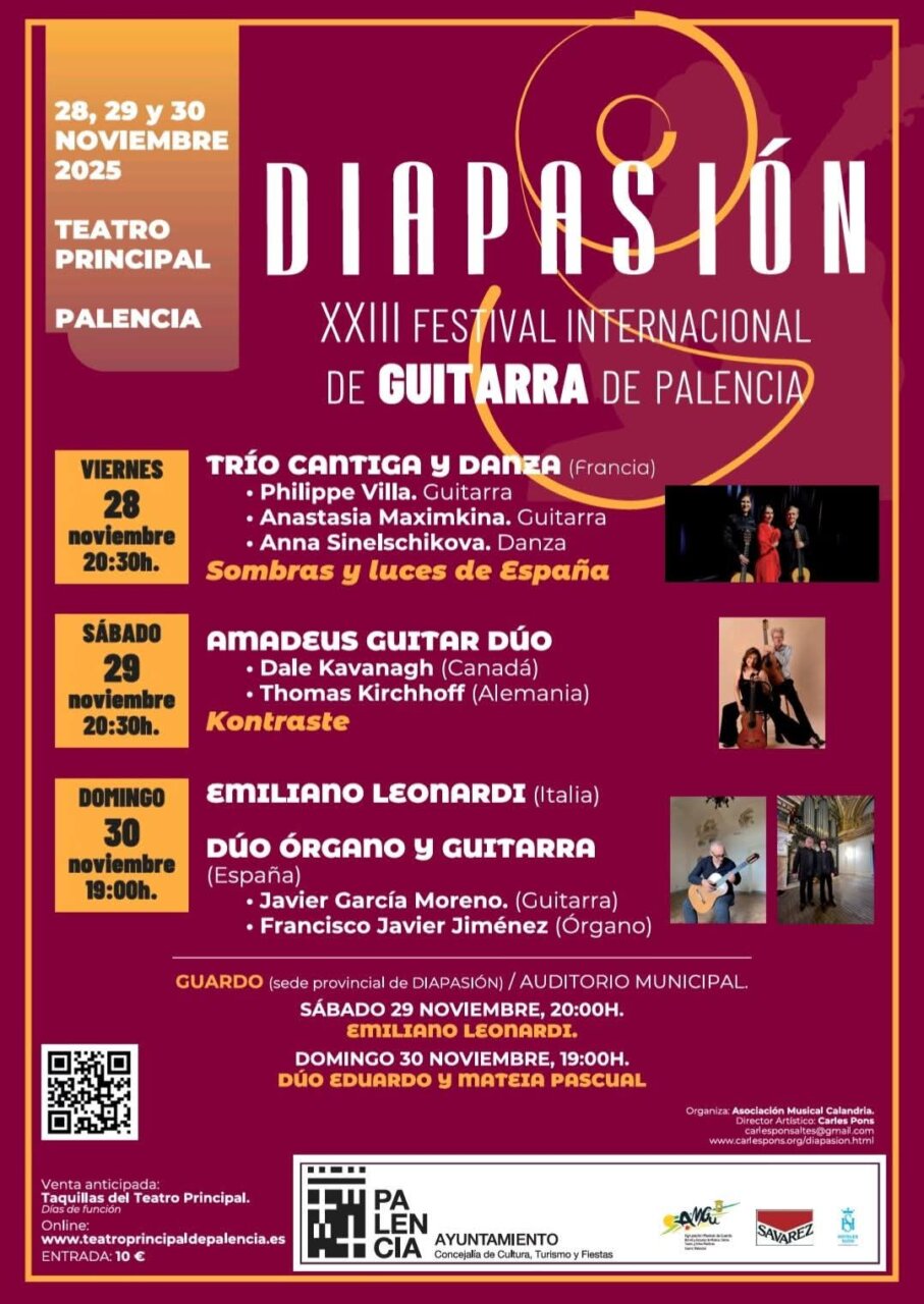 Cartel del Festival Internacional de Guitarra Diapasión en Palencia