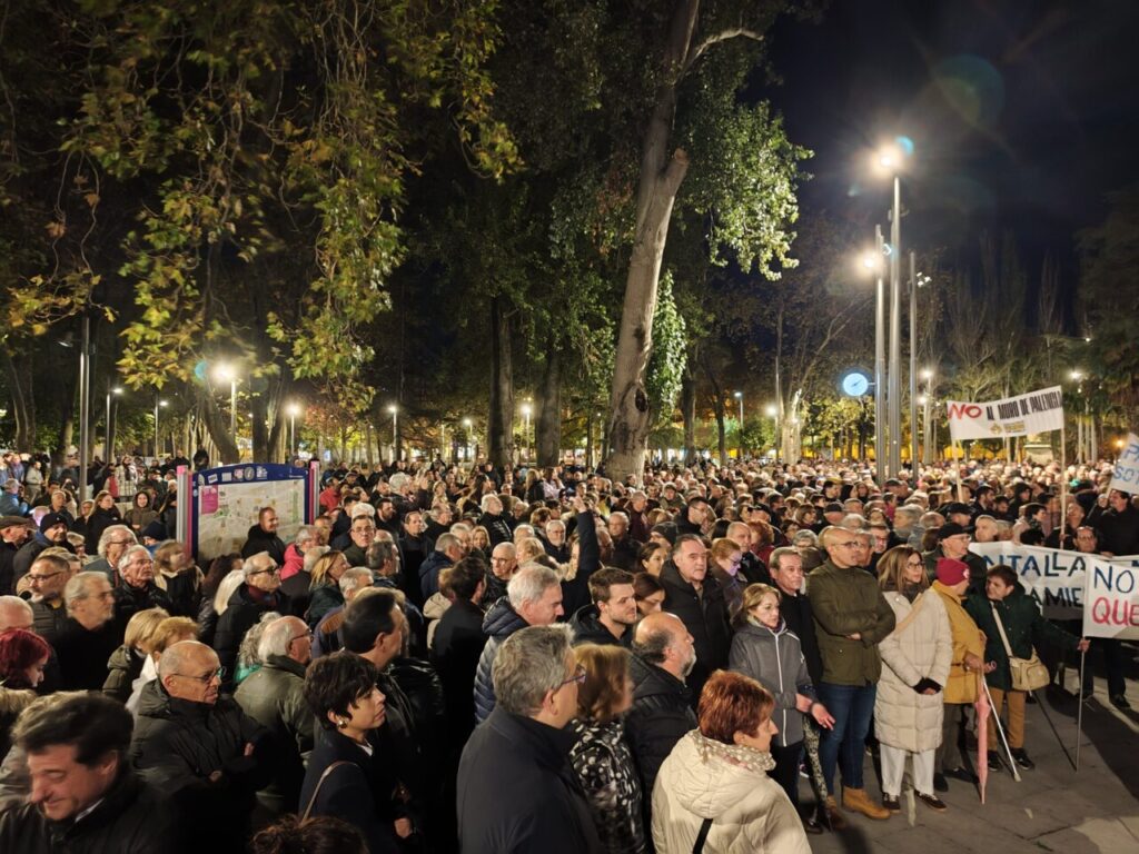 Multitud de personas en la manifestación en Palencia por el soterramiento