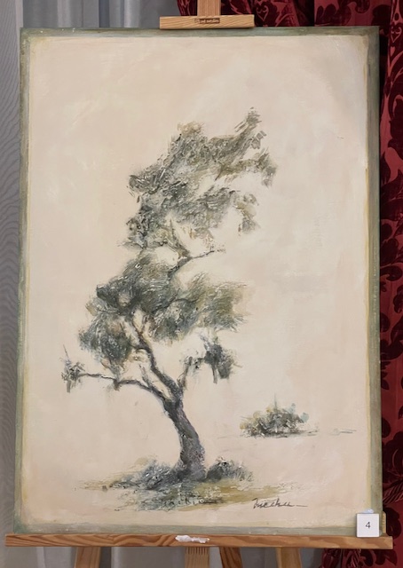 Cuadro de un árbol pintado por José Luis Onecha en la exposición.