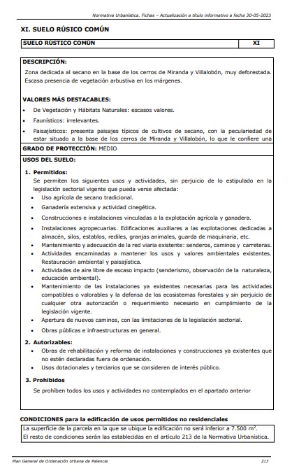 Documento sobre normativa urbanística en Palencia relacionado con aparcamiento.