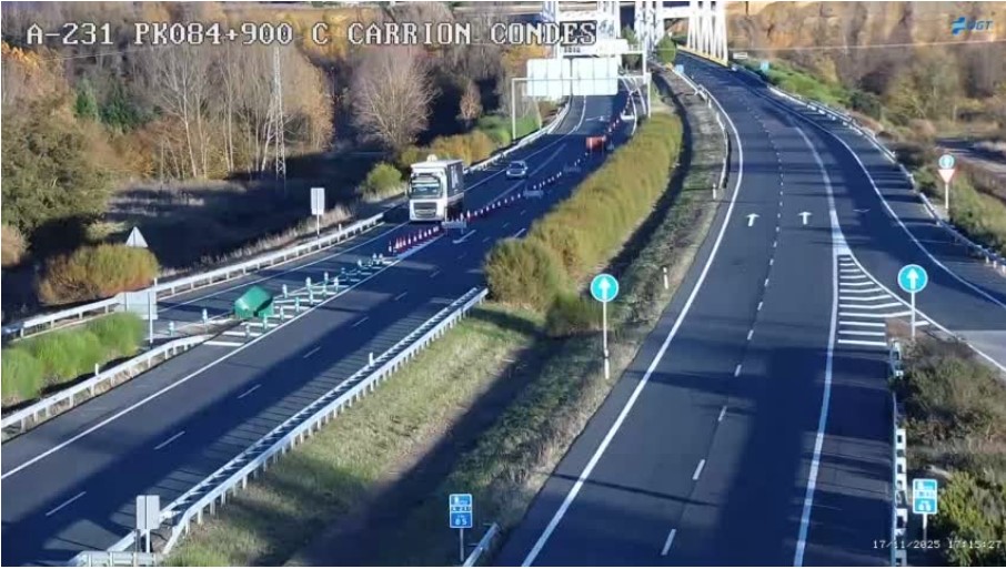 Tramo de la A-231 cortado en Carrión de los Condes por obras