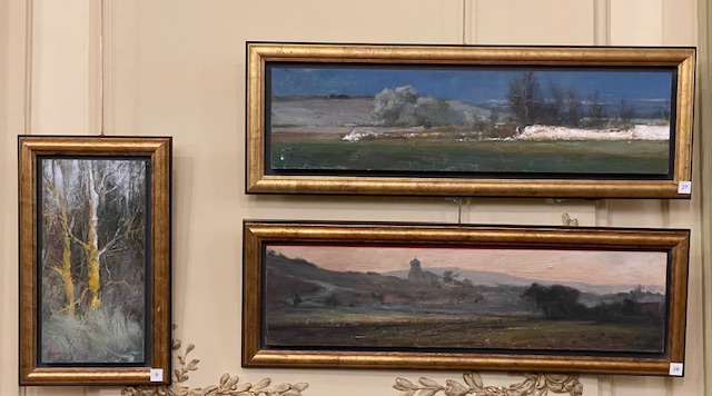 Tres cuadros de la exposición Estampas Palentinas de José Luis Onecha